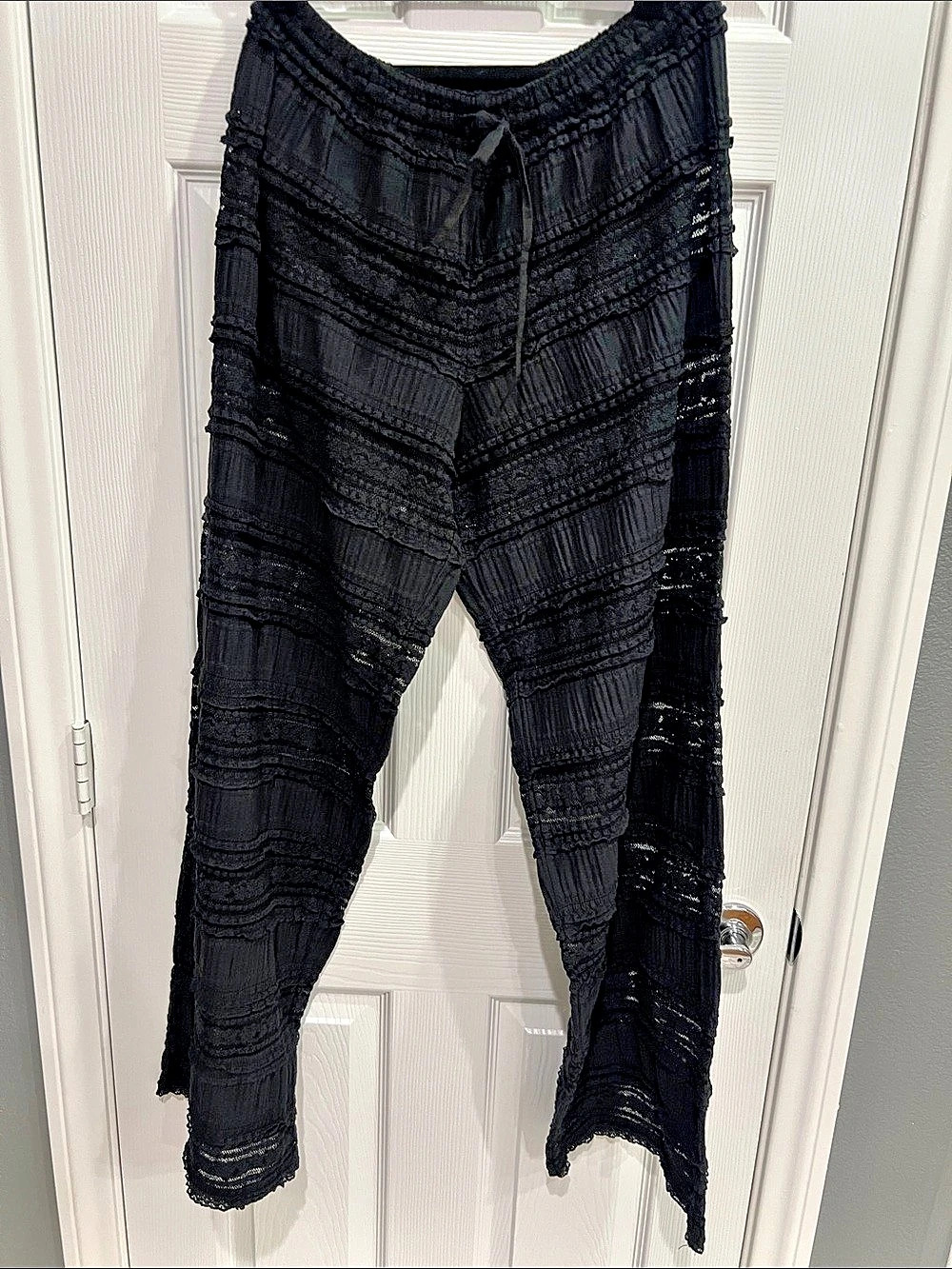 Free People FP One Aiden Lace Pants Black Wide Leg